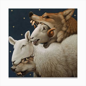 Wolf And Sheep Canvas Print