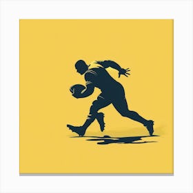 Silhouette Of Rugby Player Running Canvas Print