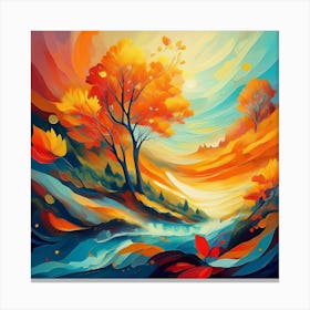 Autumn Landscape Painting Canvas Print