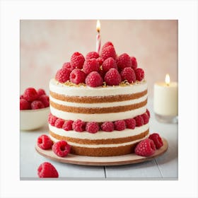 Cake With Raspberries Canvas Print