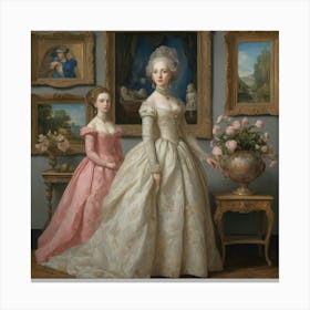 Portrait Of Two Young Ladies Canvas Print