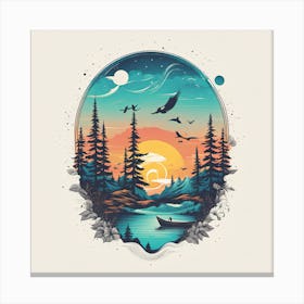 Sunset In The Woods Canvas Print