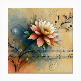 Lotus Flower On Music Sheet Canvas Print