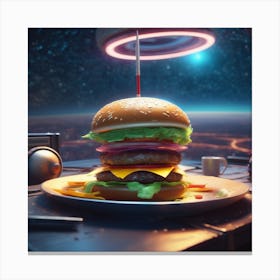 Burger In Space 21 Canvas Print