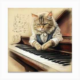 Cat Playing Piano 6 Canvas Print