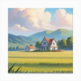 House In Field Canvas Print