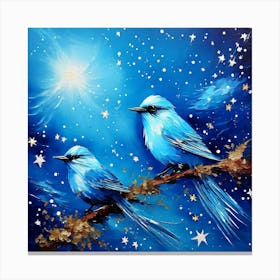 Blue Birds On A Branch Canvas Print