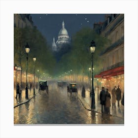 Boulevard Montmartre At Night Canvas Print