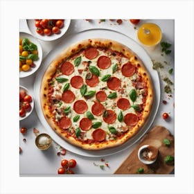 Pizza with salami Canvas Print