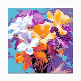 Andy Warhol Style Pop Art Flowers Lilac 2 Square Canvas Print