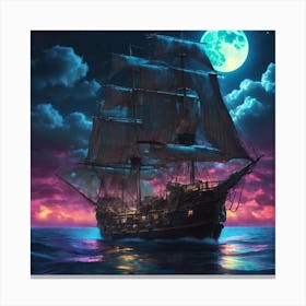 Ship At Night Canvas Print