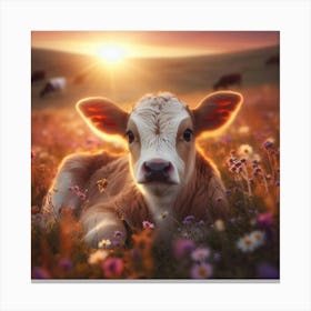 Calf In The Meadow Canvas Print