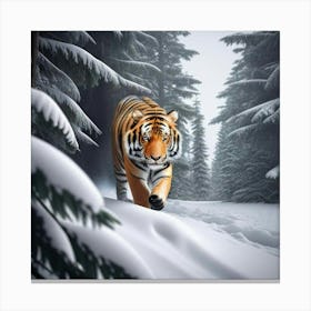 Tiger In The Sibirean Forest Canvas Print