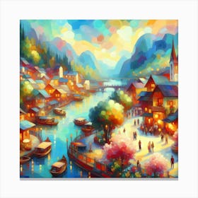 Village By The River Canvas Print