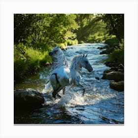 Firefly Majestic Wild Stream With Surreal Water Horses 91686 Canvas Print