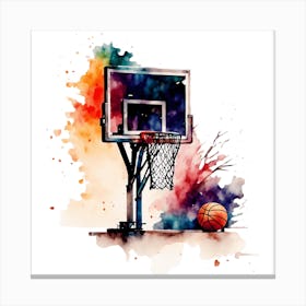 Vibrant Basketball Hoop With Paint Splashes Canvas Print