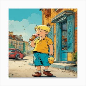 Boy Eating Ice Cream Canvas Print