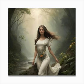 Girl In The Forest 5 Canvas Print