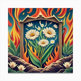 Picture Frame Decorated With Flames Above A Volcano 3 Canvas Print