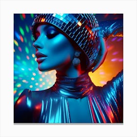 Glossy Disco Queen Abstract Color Portrait Canvas Print