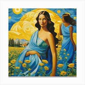 Girl In A Blue Dress isi Canvas Print