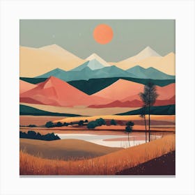 Landscape With Mountains Canvas Print