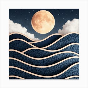 Moon And Waves 67 Canvas Print