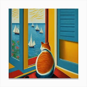Cat Looking Out The Window 10 Canvas Print