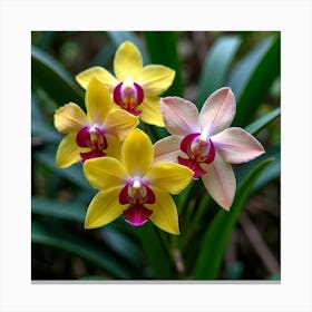 A Beautiful Arrangement Of Wild Orchids In A Tropical Setting 1 Canvas Print