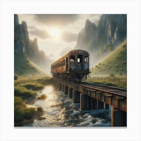 Train Crossing The River Canvas Print