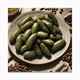 Green Beans On A Plate Canvas Print