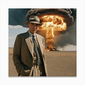 oppenheimer infront of a nuclear explosion Canvas Print
