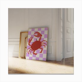 Gingham Crab - Purple Canvas Print