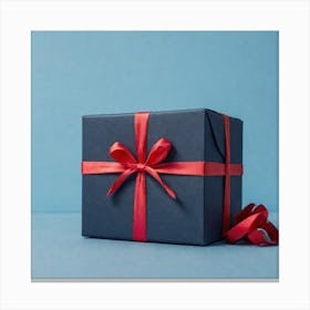 Gift Box On Blue Background 3 Canvas Print