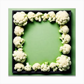 Cauliflower Frame On Green Background Canvas Print