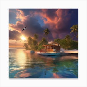 Sunset On A Tropical Island Canvas Print