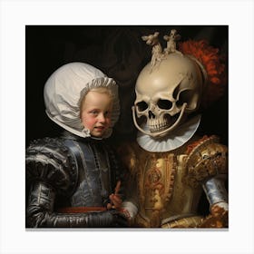 'The Skull And The Girl' Canvas Print