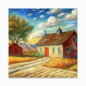 Barn On The Road Canvas Print