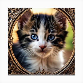 Blue Kitten In A Frame Canvas Print