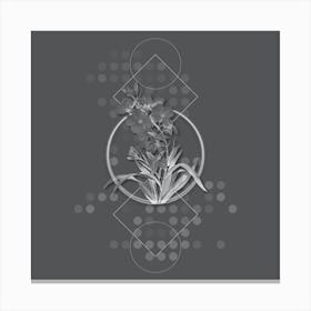 Vintage Cheiranthus Flower Botanical with Line Motif and Dot Pattern in Ghost Gray n.0150 Canvas Print