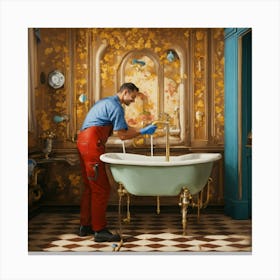 Man In A Bathroom 1 Canvas Print