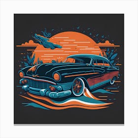 Classic Car At Sunset Canvas Print