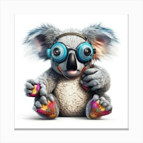 Koala With Headphones Canvas Print