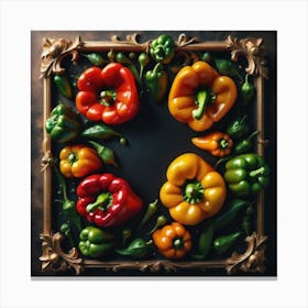 Peppers In A Frame 21 Canvas Print
