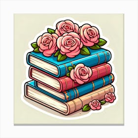 Roses On Books Canvas Print