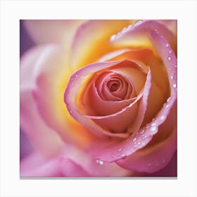 A Close Up Of A Delicate Rose On A Vibrant Flower Petal, Showcasing Its Reflective Surface And Intri (3) Canvas Print