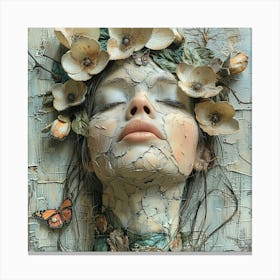 Portrait og a girl with flowers on her head Canvas Print