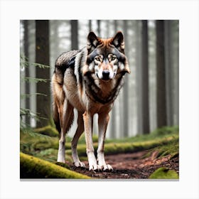 Wolf In The Forest 38 Canvas Print