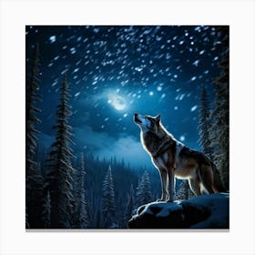 In The Midst Of The Untouched Midnight Wilderness A Wolf Ignites An Echo With Its Heart Wrenching H (1) 2 Canvas Print