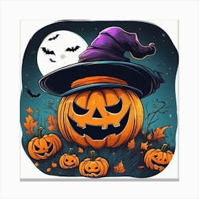 Halloween Pumpkin with hat 2 Canvas Print